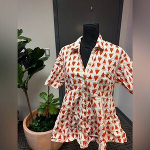 Watermelon Print Button-Up Dress